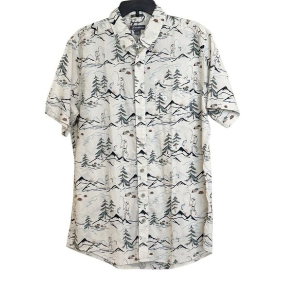 Eddie Bauer Kingston Baja Shirt Mountain Novelty Button Camping Fishing Tent TL - Picture 5 of 5